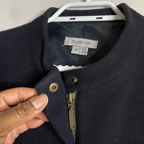 Studio Jax Women’s Navy Wool Blend Coat - Picture 2 of 8